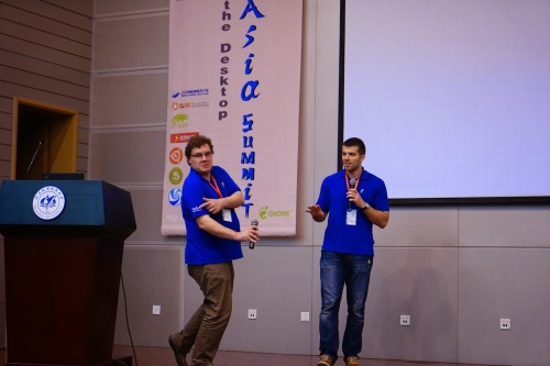 On the stage during our keynote.